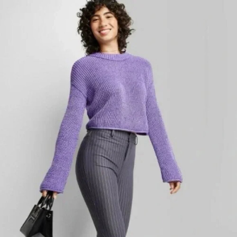 Wild Fable Women's Crewneck Boxy Pullover Knit Sweater Drop Shoulder Long Sleeve - Picture 8 of 9